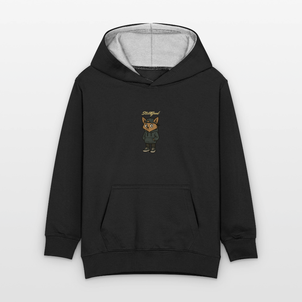 Kontrastluvtröja barn - svart/gråmelerad